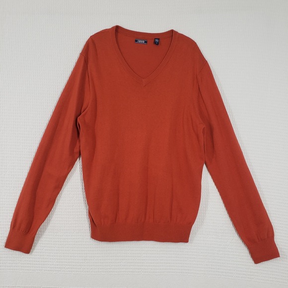 Izod Other - IZOD V-Neck Sweater Mens Medium Orange Cotton Wool Blend Knit Classic Preppy
